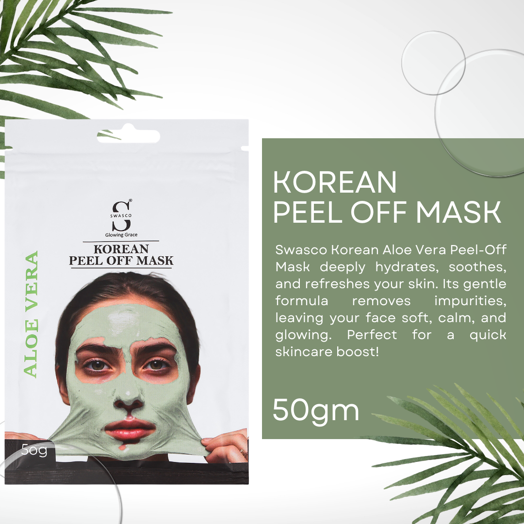 Swasco Aloe Vera Korean Peel-Off Mask 50gm – Achieve Korean Glass Skin, Deep Cleansing & Glowing Radiance Instantly SWASTIK COSMETICS
