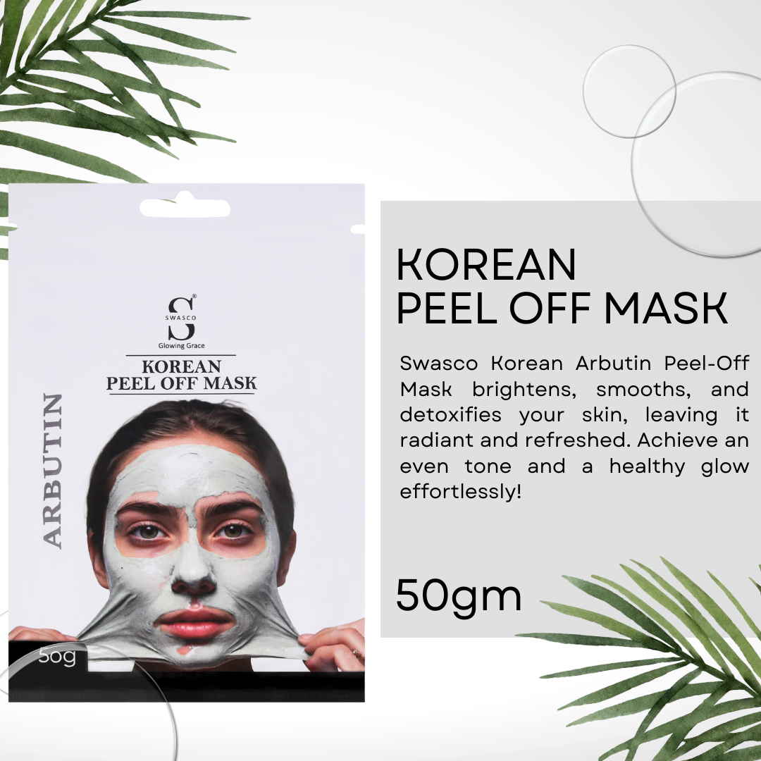 Swasco Arbutin Korean Peel-Off Mask 50gm – Achieve Korean Glass Skin, Deep Cleansing & Glowing Radiance Instantly SWASTIK COSMETICS