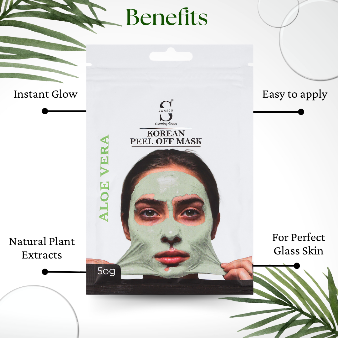 Swasco Aloe Vera Korean Peel-Off Mask 50gm – Achieve Korean Glass Skin, Deep Cleansing & Glowing Radiance Instantly SWASTIK COSMETICS