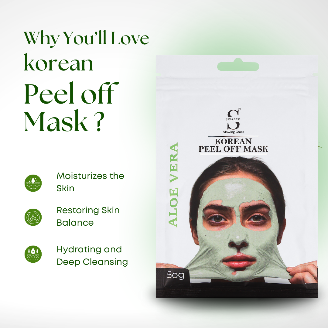 Swasco Aloe Vera Korean Peel-Off Mask 50gm – Achieve Korean Glass Skin, Deep Cleansing & Glowing Radiance Instantly SWASTIK COSMETICS