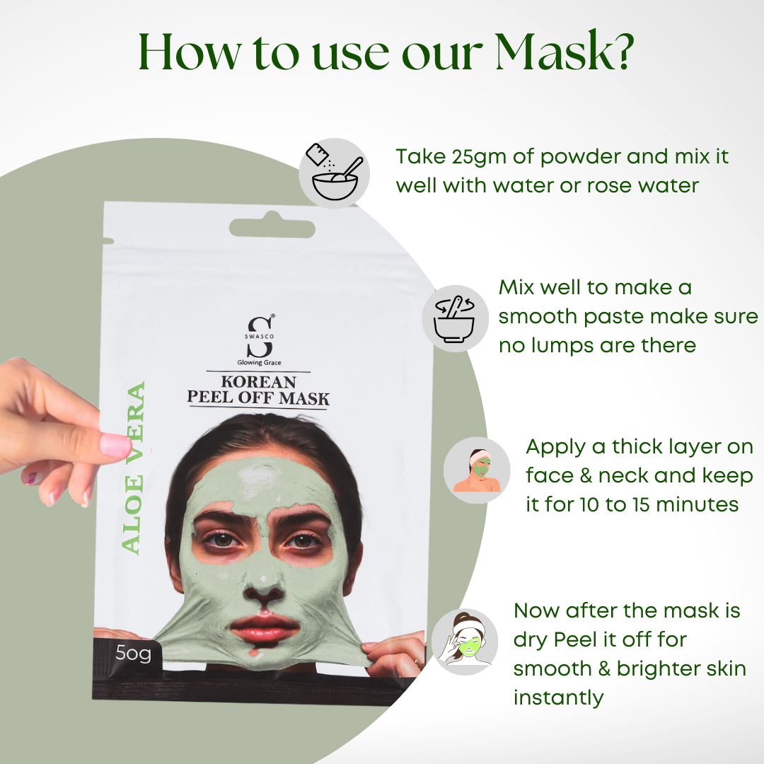 Swasco Aloe Vera Korean Peel-Off Mask 50gm – Achieve Korean Glass Skin, Deep Cleansing & Glowing Radiance Instantly SWASTIK COSMETICS