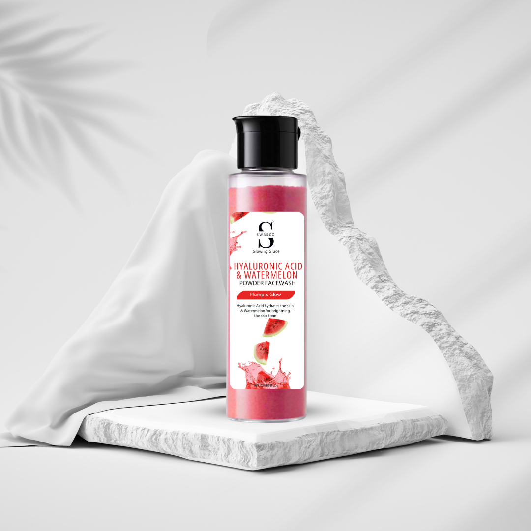 SWASCO HYALURONIC ACID & WATERMELON POWDER FACE WASH - DEEP HYDRATION AND REFRESHING GLOW SWASTIK COSMETICS