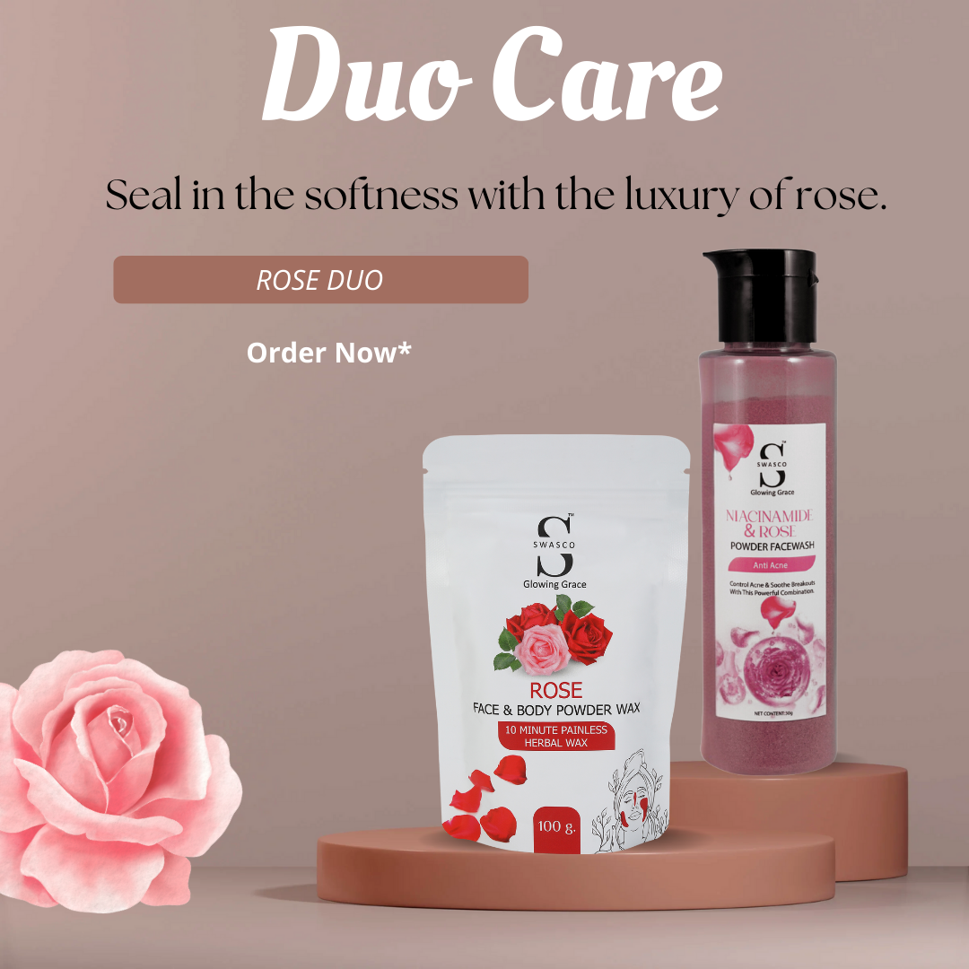 Rose & Niacinamide Facewash and Luxurious Rose Wax Powder Duo SWASTIK COSMETICS