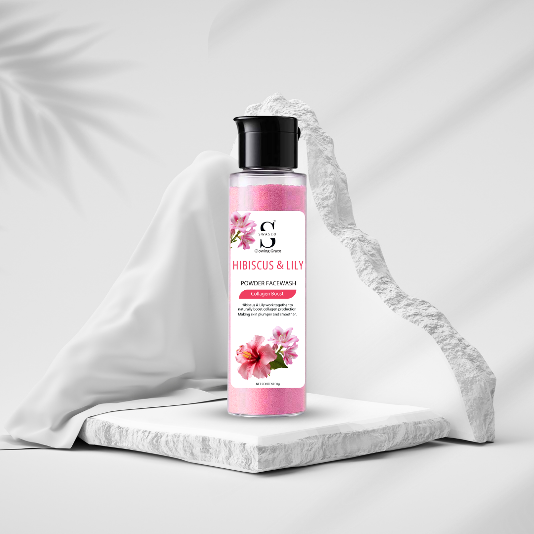 SWASCO HIBISCUS & LILY POWDER FACE WASH - COLLAGEN BOOST SWASTIK COSMETICS