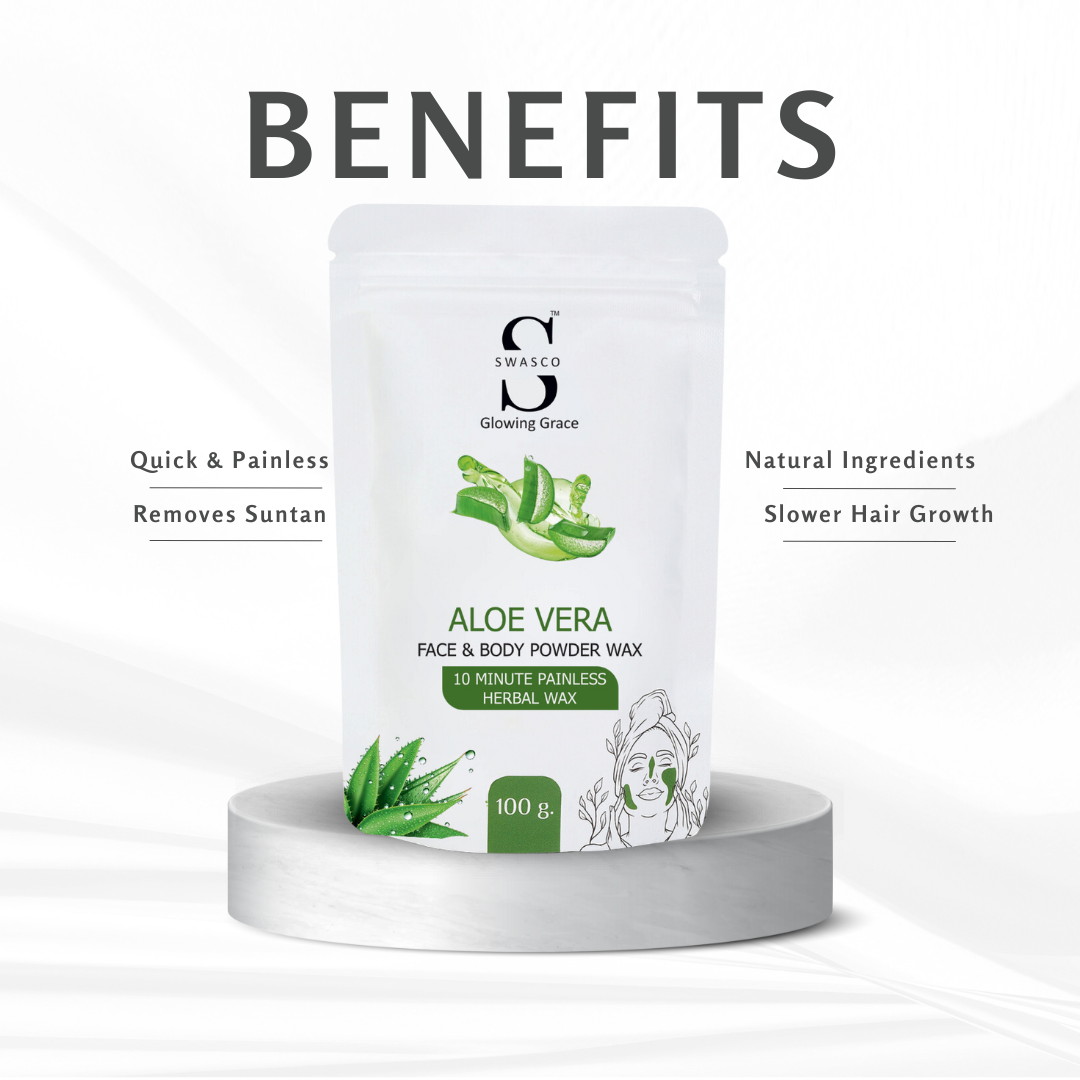 SWASCO FACE AND BODY WAX POWDER - 10 min (ALOEVERA) SWASTIK COSMETICS
