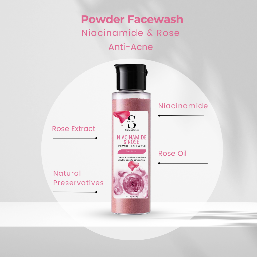 SWASCO ROSE & NIACINAMIDE ACID POWDER FACE WASH - ANTI-ACNE SWASTIK COSMETICS