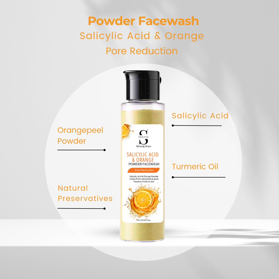 SWASCO ORANGE & SALICYLIC ACID POWDER FACE WASH - EFFECTIVE PORE REDUCTION SWASTIK COSMETICS