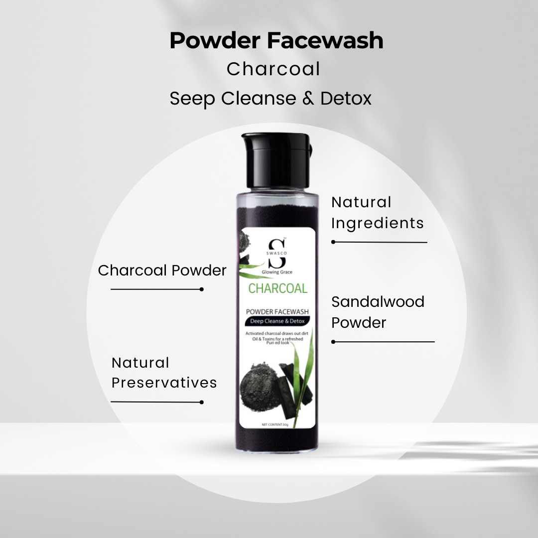 SWASCO CHARCOAL POWDER FACE WASH - DEEP CLEANSING AND DETOX SWASTIK COSMETICS