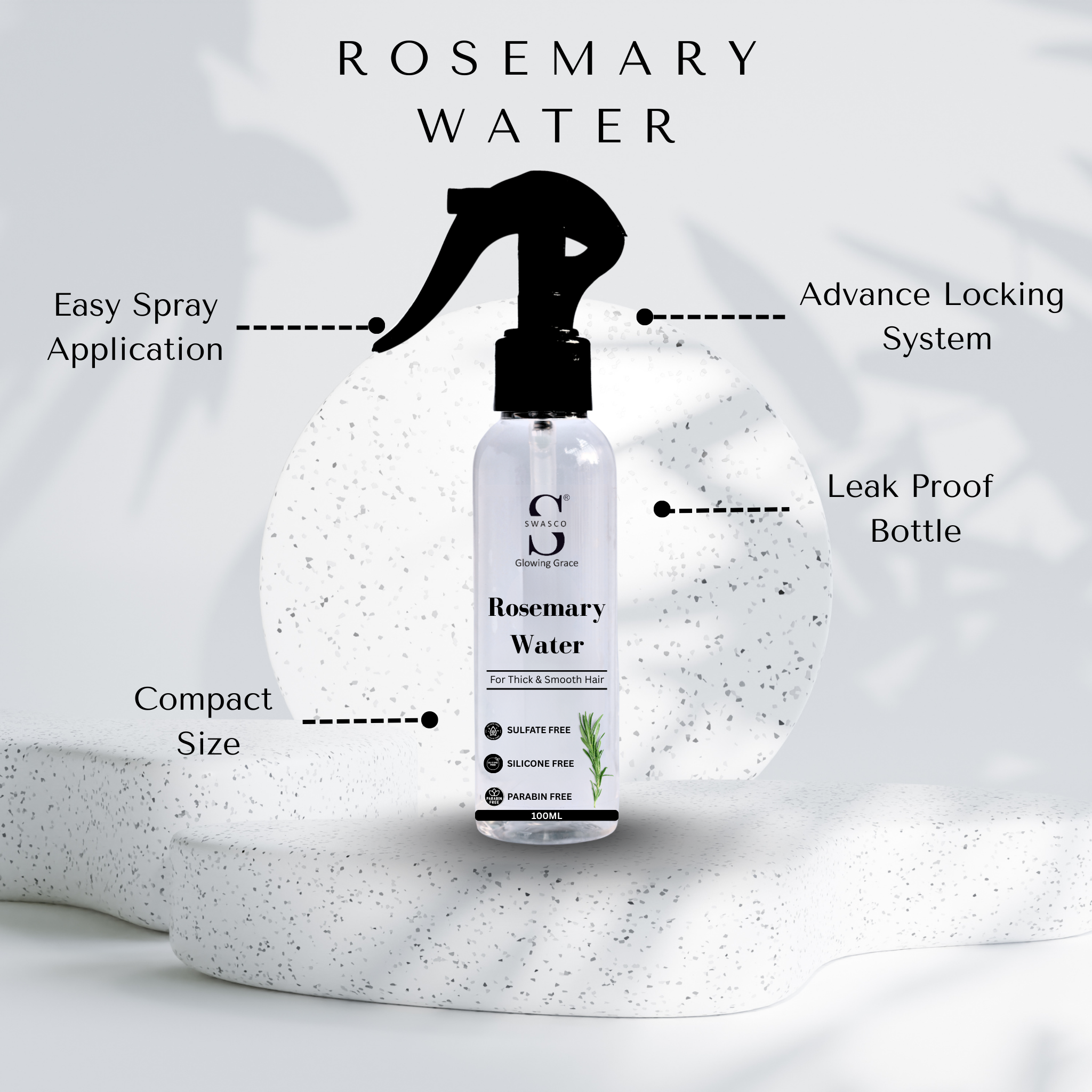 Swasco Rosemary Water for Thick & Smooth Hair (100 ml) Swasco