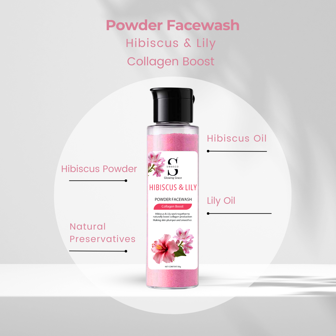 SWASCO HIBISCUS & LILY POWDER FACE WASH - COLLAGEN BOOST SWASTIK COSMETICS