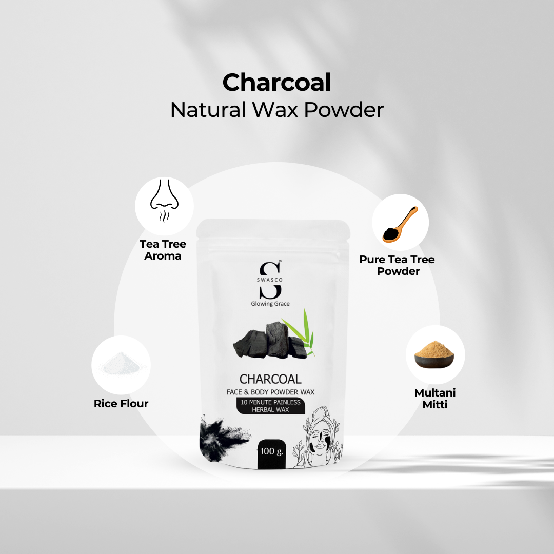 SWASCO FACE AND BODY WAX POWDER - 10 min (CHARCOAL) SWASTIK COSMETICS