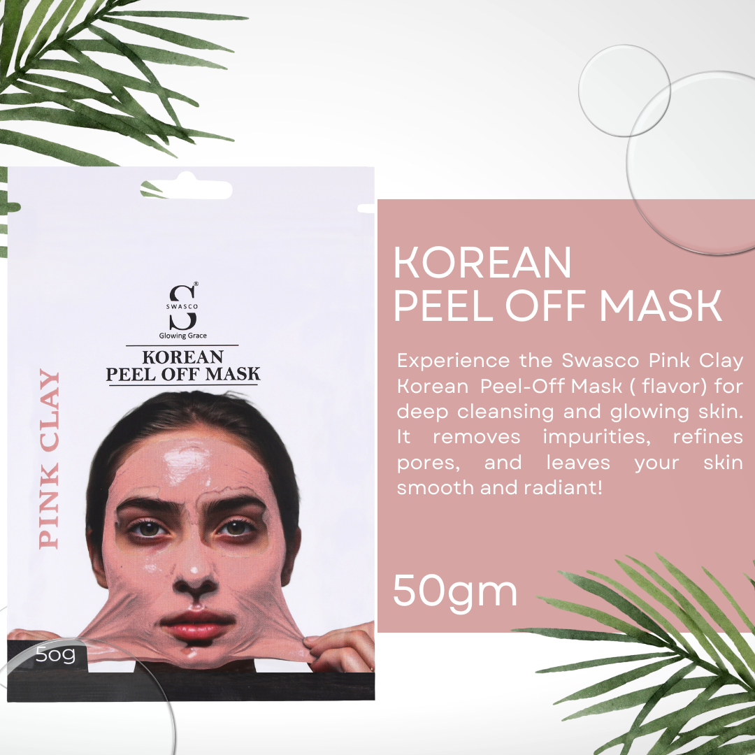 Swasco Pink Clay Korean Peel-Off Mask 50gm – Achieve Korean Glass Skin, Deep Cleansing & Glowing Radiance Instantly SWASTIK COSMETICS