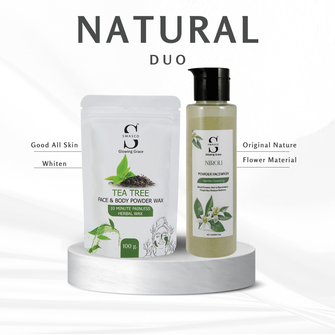 Glow Duo: Neroli Powder Facewash & Tea Tree Wax Powder SWASTIK COSMETICS