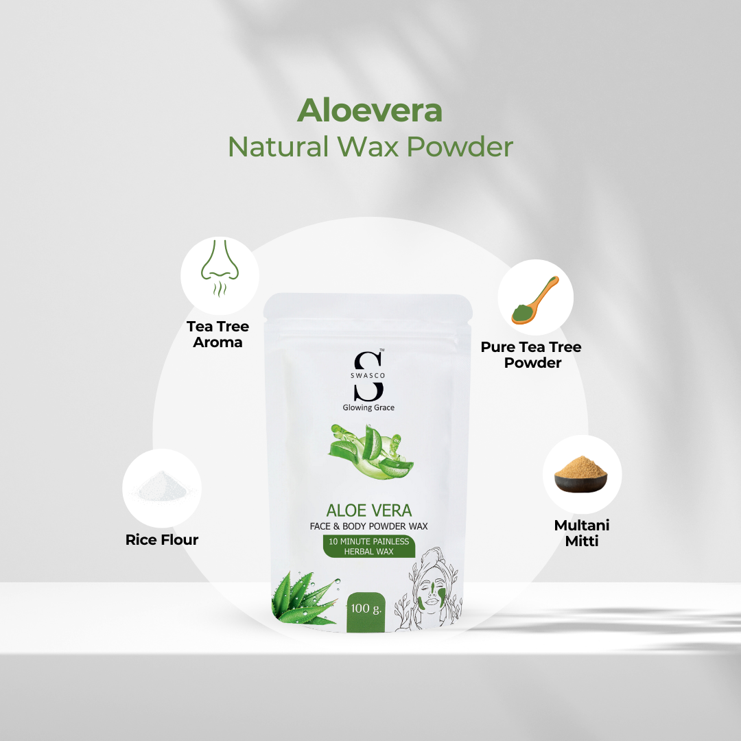SWASCO FACE AND BODY WAX POWDER - 10 min (ALOEVERA) SWASTIK COSMETICS