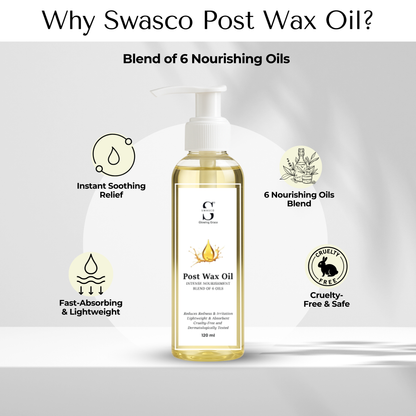 Swasco Post Wax Massage Oil – Calming Skin Treatment with 6 Essential Oils | Soothes Redness & Irritation After Hair Removal SWASTIK COSMETICS