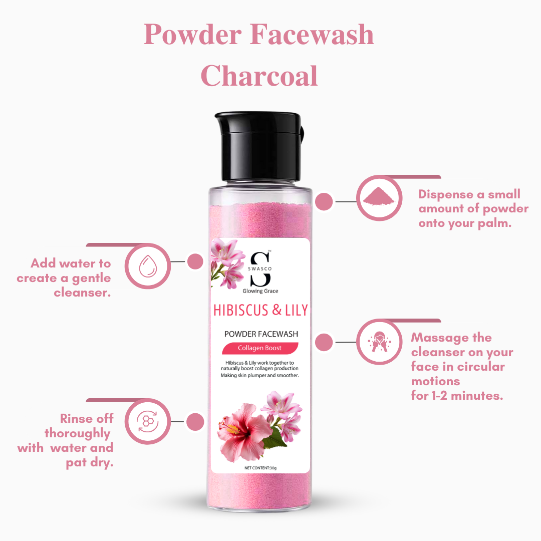 SWASCO HIBISCUS & LILY POWDER FACE WASH - COLLAGEN BOOST SWASTIK COSMETICS