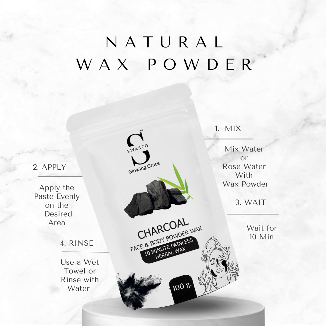 SWASCO FACE AND BODY WAX POWDER - 10 min (CHARCOAL) SWASTIK COSMETICS