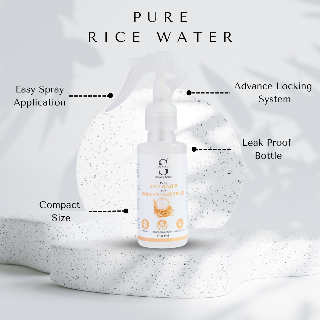 Pure Rice Water for Korean Glass Skin – Deep Hydration, Skin Brightening & Pore Tightening Toner (100ml) SWASTIK COSMETICS