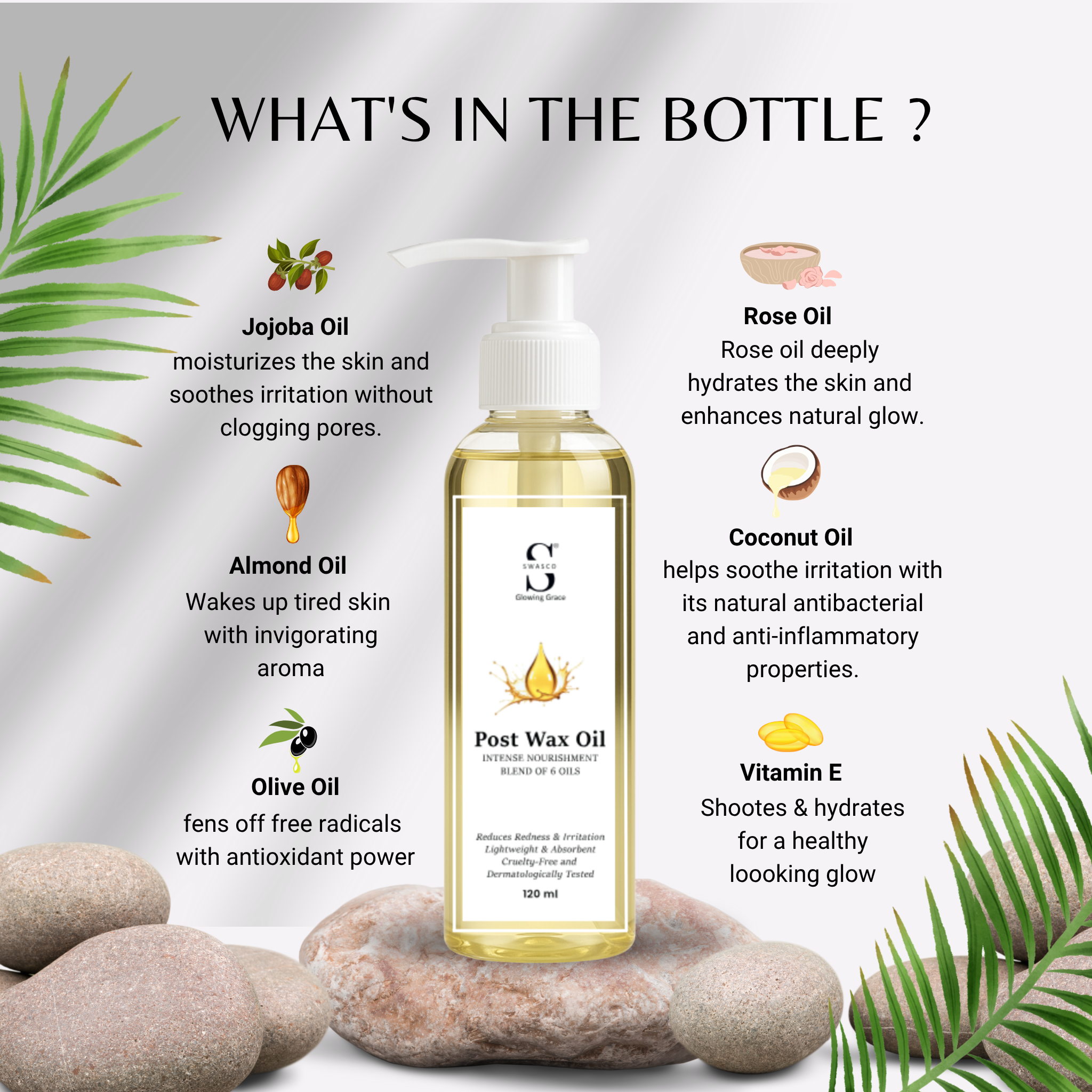 Swasco Post Wax Massage Oil – Calming Skin Treatment with 6 Essential Oils | Soothes Redness & Irritation After Hair Removal SWASTIK COSMETICS