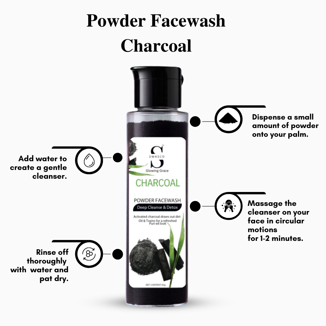 SWASCO CHARCOAL POWDER FACE WASH - DEEP CLEANSING AND DETOX SWASTIK COSMETICS