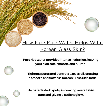 Pure Rice Water for Korean Glass Skin – Deep Hydration, Skin Brightening & Pore Tightening Toner (100ml)