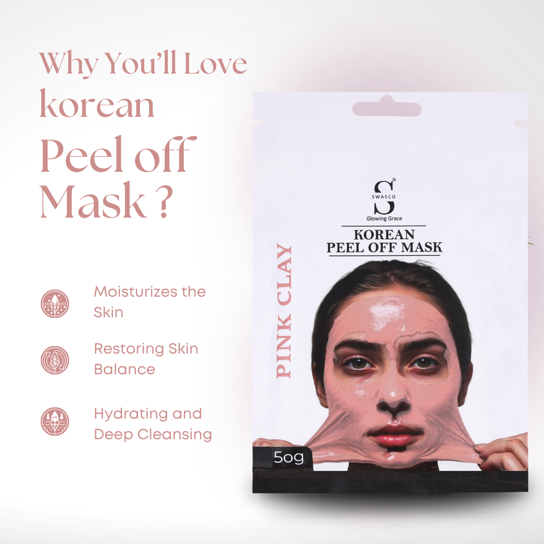 Swasco Pink Clay Korean Peel-Off Mask 50gm – Achieve Korean Glass Skin, Deep Cleansing & Glowing Radiance Instantly SWASTIK COSMETICS