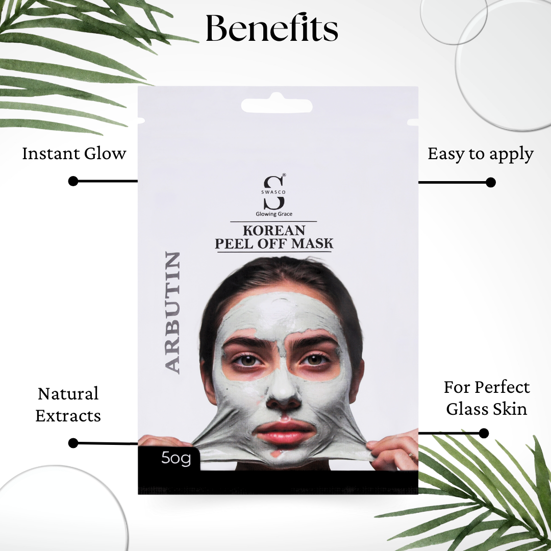 Swasco Arbutin Korean Peel-Off Mask 50gm – Achieve Korean Glass Skin, Deep Cleansing & Glowing Radiance Instantly SWASTIK COSMETICS